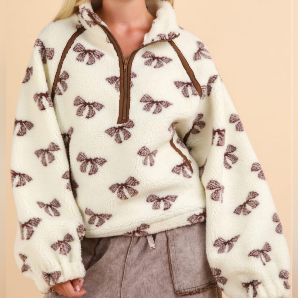 Very J Cream and Brown Teddy Jacket